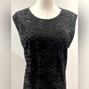 Kasper Womens Black Burnout Knit Scoop-Neck Top XL